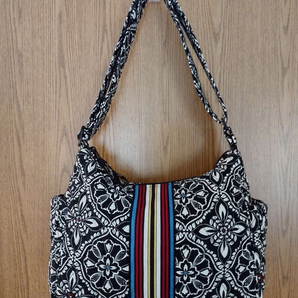 SOLD-Vera Bradley Barcelona Fall 2010 Lisa B Bag Opera Wallet BlackWhite Stripes - Picture 2 of 16